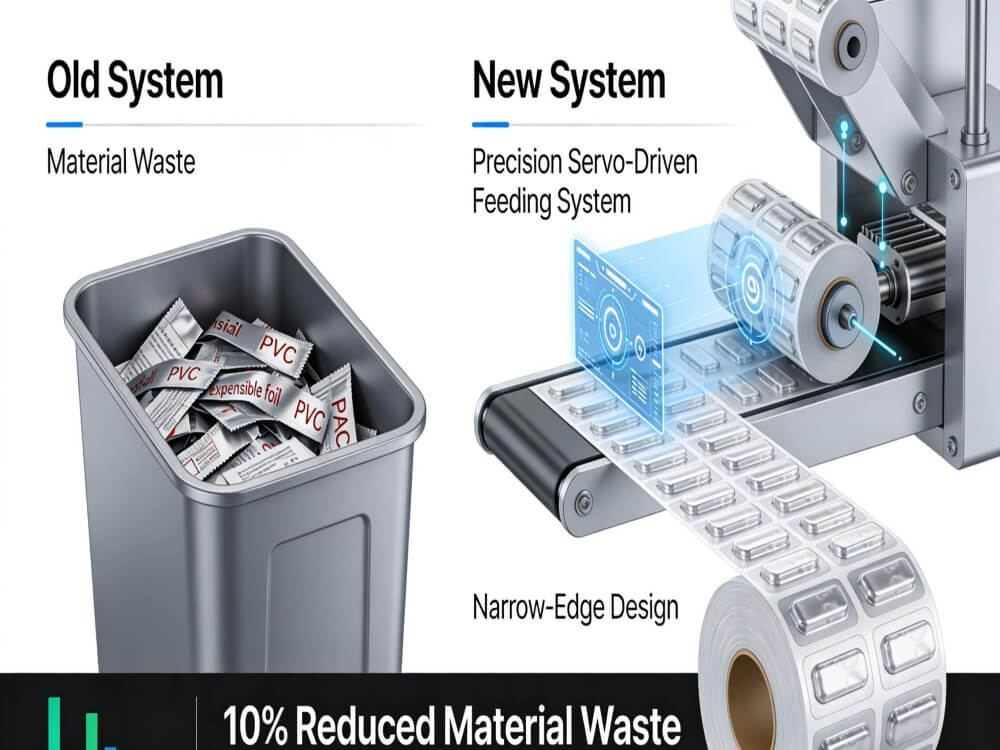 reduce the Frequent Material Waste in tablet blister packing machine