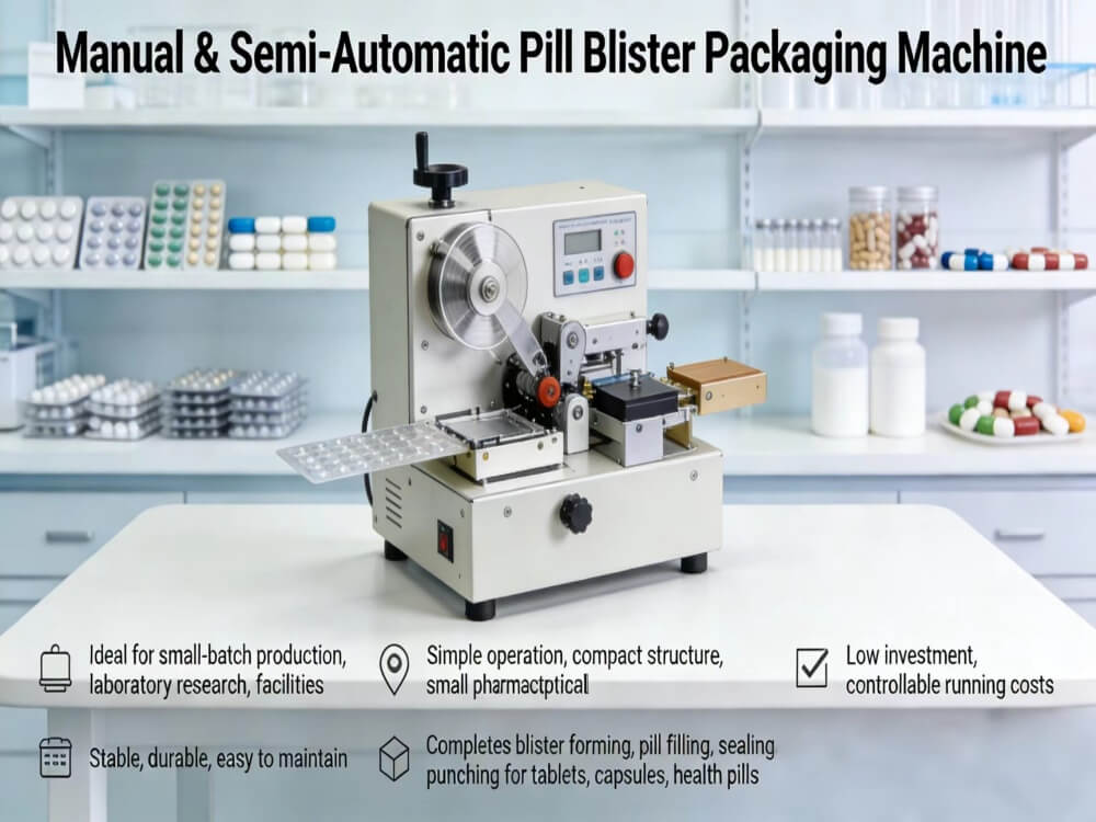 Manual, Semi-Automatic Pill Blister Pack Machine
