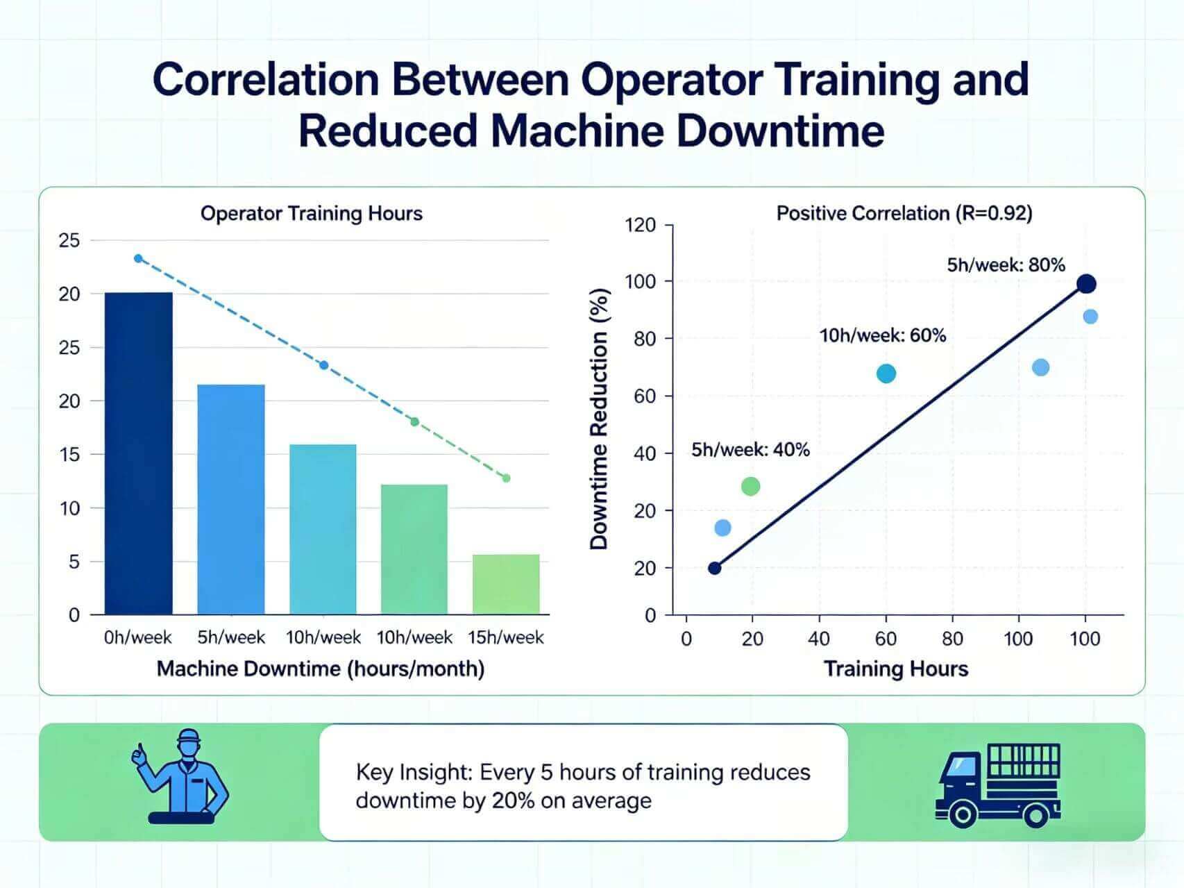 chart showing the correlation between Operator Training and Reduced Machine Downtime